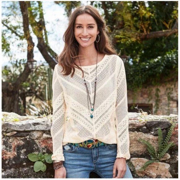 Sundance Large Lace for Days Crochet Long Sleeve Top Romantic Elegant Boho Chic - Picture 10 of 10